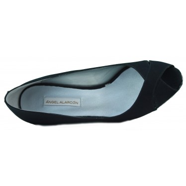 ANGEL ALARCON Satin Absatzschuh-Party  NEGRO