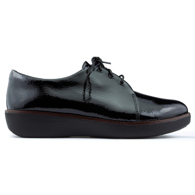 FITFLOP DERBY CRINKLE CHAROL SCHUHE BLACK FITFLOP DERBY CRINKLE CHAROL SCHUHE BLACK