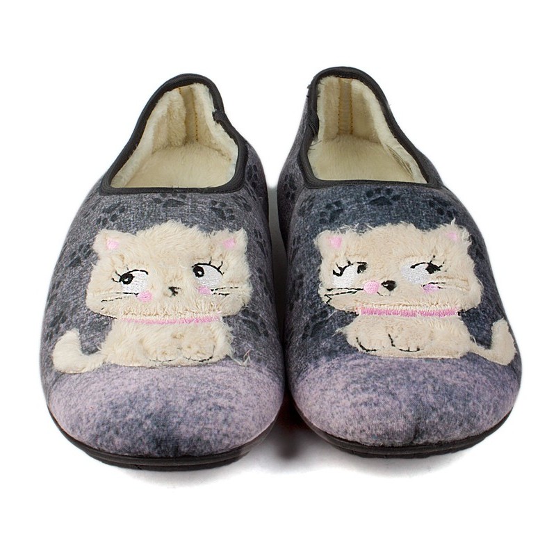 Hauspantoffeln VULLADI WOMEN CLOSED KITTENS GRIS