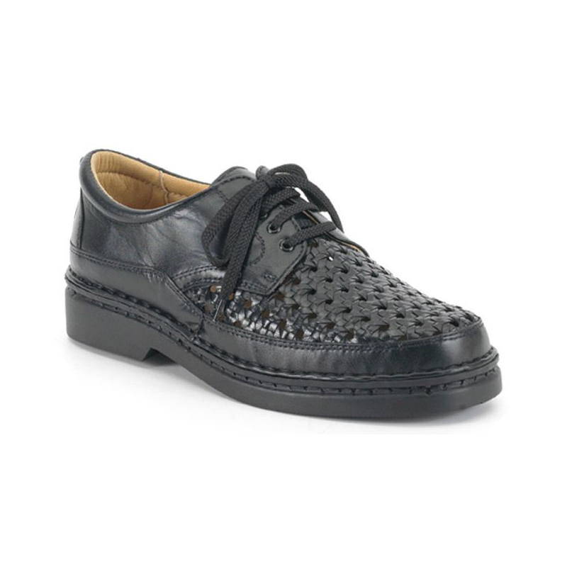 CALZAMEDI bequeme Schuhe mit Klettverschluss von Hand genäht NEGRO