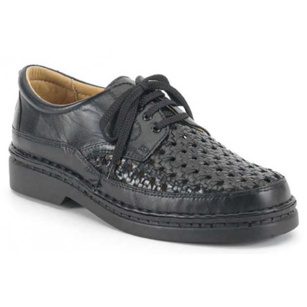 CALZAMEDI bequeme Schuhe mit Klettverschluss von Hand genäht NEGRO