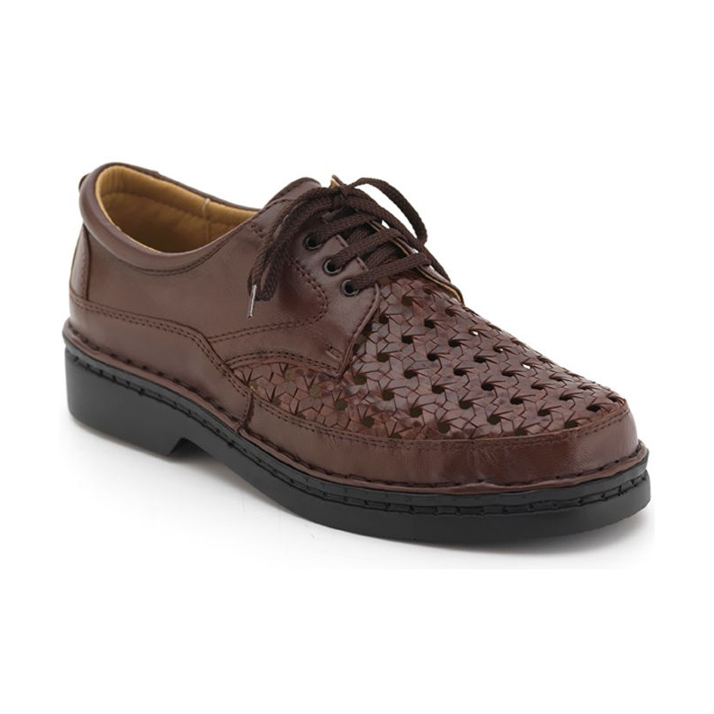 CALZAMEDI bequeme Schuhe mit Klettverschluss von Hand genäht MARRON