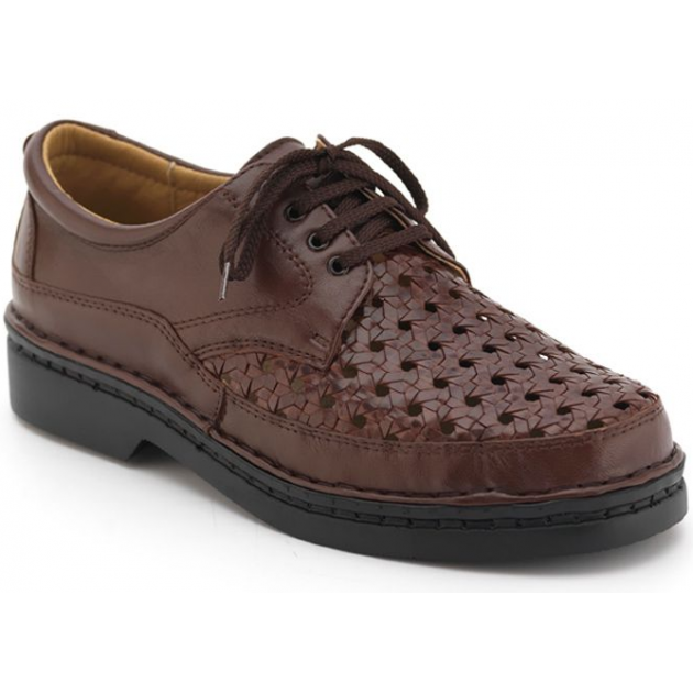 CALZAMEDI bequeme Schuhe mit Klettverschluss von Hand genäht MARRON