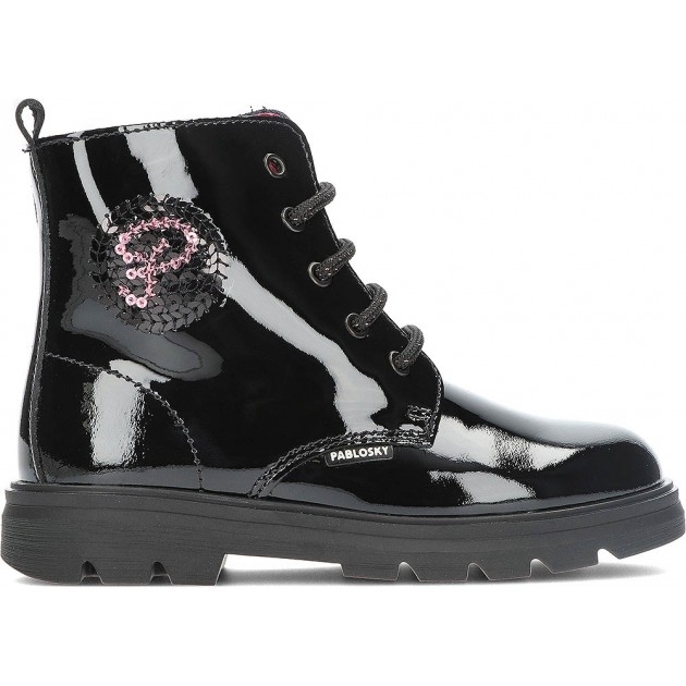 PABLOSKY STIEFELETTEN MIT PAILLETTEN-LOGO 425419 NEGRO_CHAROL PABLOSKY STIEFELETTEN MIT PAILLETTEN-LOGO 425419 NEGRO_CHAROL