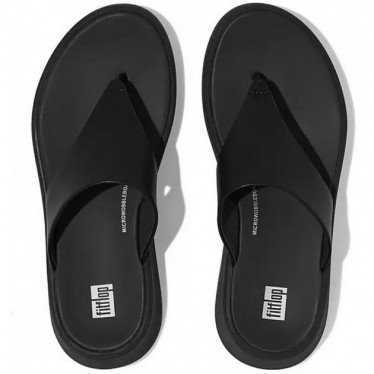 SANDALEN FITFLOP FW4 F-MODE LTH FLATFORM TOE-PO BLACK