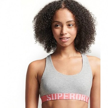 TOP SUPERDRY W3110356A CROP ARMBAND LOGO GREY