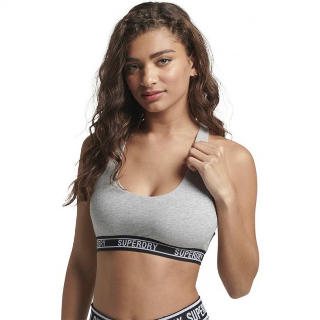 TOP SUPERDRY W3110357A CROP MIT MULTILOGO GREY