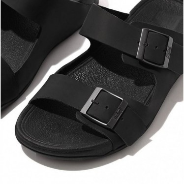 SANDALEN FITFLOP GD2 GOGH MOC BUCKLE LTH SLIDES BLACK