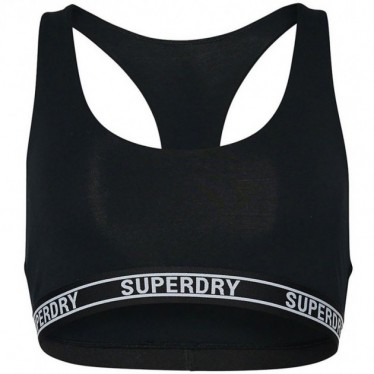 TOP SUPERDRY W3110357A CROP MIT MULTILOGO BLACK