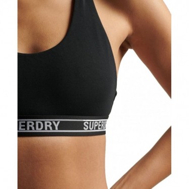 TOP SUPERDRY W3110357A CROP MIT MULTILOGO BLACK