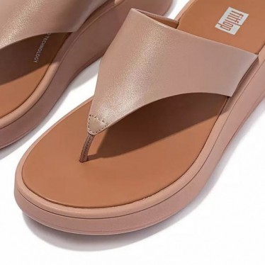 SANDALEN FITFLOP FW4 F-MODE LTH FLATFORM TOE-PO BEIGE