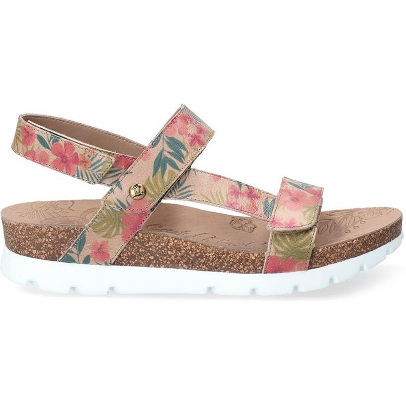SANDALEN PANAMA JACK SELMA TROPICAL FLORAL_TAUPE