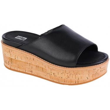 SANDALEN FITFLOP ELOISE CORK WRAP LTHR WG SLIDE FT5 BLACK