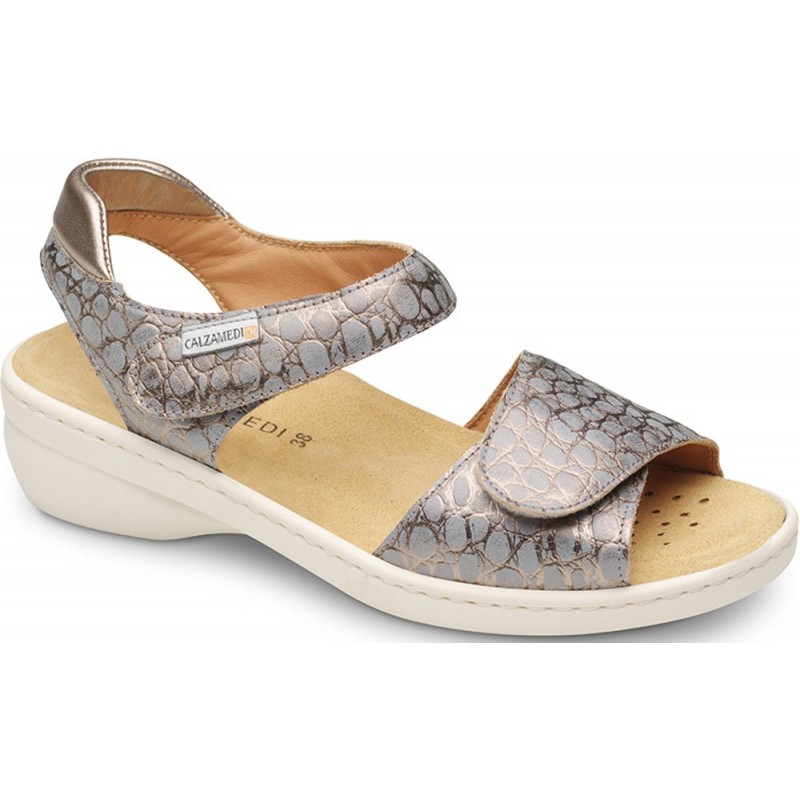 ORTHOPÄDISCHE SANDALEN CALZAMEDI 0781 RÜCKENPOLSTERUNG GRIS