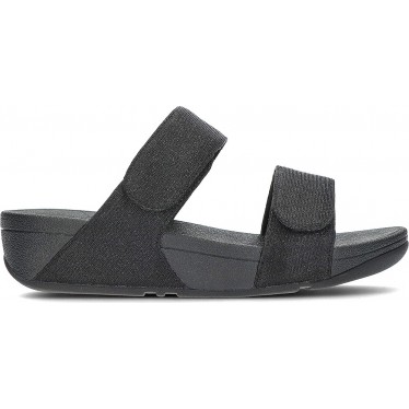 FitFlop FZ9 Lulu verstellbare Shimmerlux Slides Sandalen BLACK