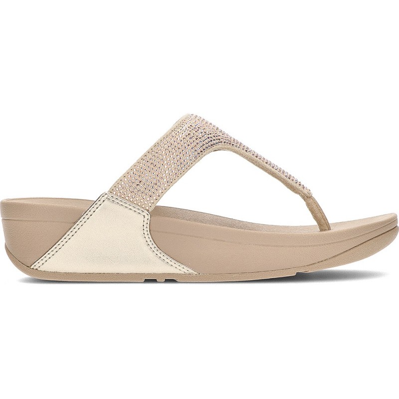 LULU KRISTALLVERZIERTE FITFLOP-SANDALEN BEIGE