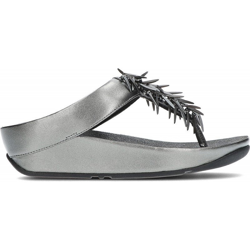 FitFlop HI7 Rumba Metallic-Sandalen mit Perlen PEWTER_BLACK