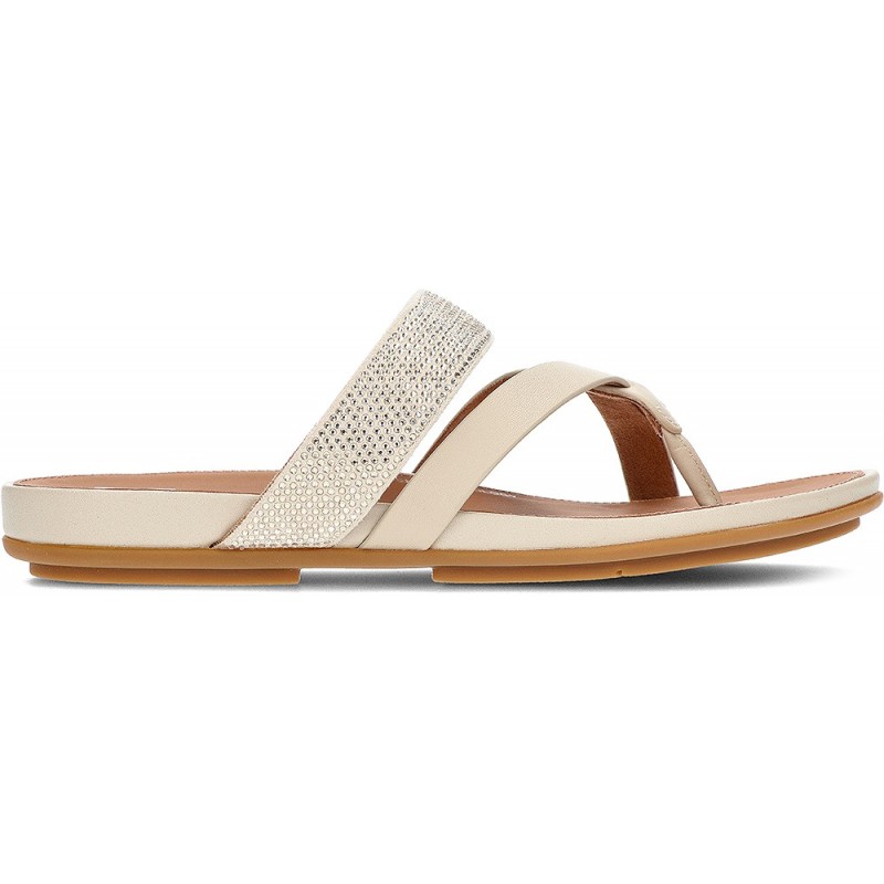FitFlop HO5 Gracie Crystal Ledersandalen BEIGE