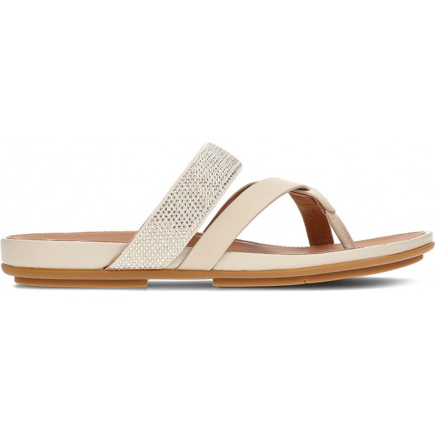 FitFlop HO5 Gracie Crystal Ledersandalen BEIGE FitFlop HO5 Gracie Crystal Ledersandalen BEIGE