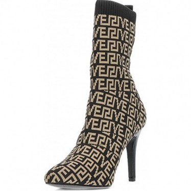 EXE SHOES Damenstiefelette garda521 gestrickt BLACK_BEIGE