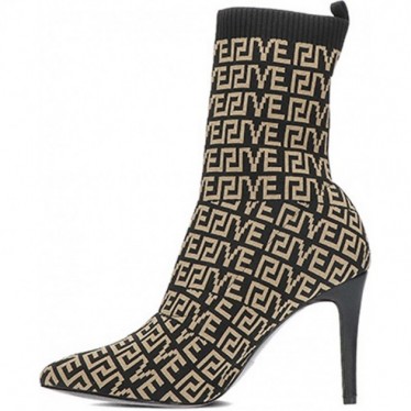 EXE SHOES Damenstiefelette garda521 gestrickt BLACK_BEIGE