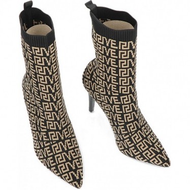 EXE SHOES Damenstiefelette garda521 gestrickt BLACK_BEIGE