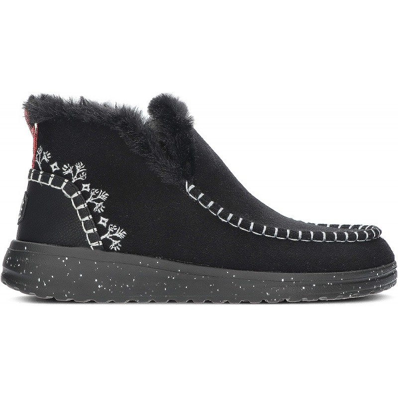 DUDE DENNY STIEFEL AUS FAUX-SHEARLING 40208 BLACK