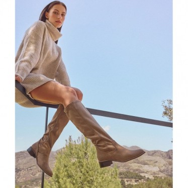 Hohe Stiefel für Damen von PEDRO MIRALLES 28161 Stretch-Wildleder TAUPE