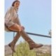 Hohe Stiefel für Damen von PEDRO MIRALLES 28161 Stretch-Wildleder TAUPE