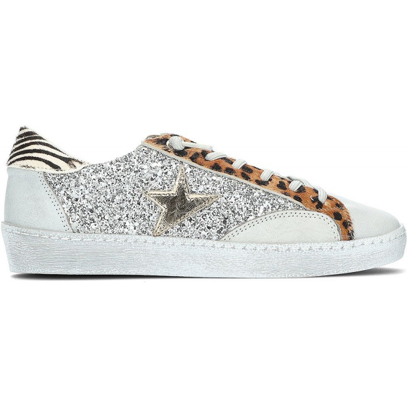 Cetti C-1342 Glitzer Damen-Sneaker BLANCO