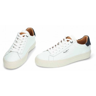 Pepe Jeans Herren-Ledersneaker PMS30930 WHITE
