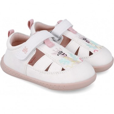 Garvalin 252346 Giraffe Canvas Respectful Sandalen für Mädchen BLANCO_C050