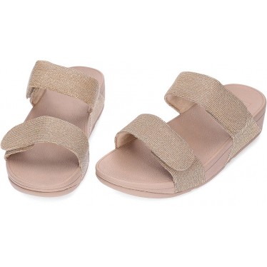 FitFlop FZ9 Lulu verstellbare Shimmerlux Slides Sandalen LATTE_BEIGE